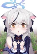 1girl absurdres animal_ears aviary black_dress black_hair black_jacket blue_archive blue_halo blush carrot dress female food general grey_hair halo highres jacket kokona_(blue_archive) long_hair long_sleeves looking_at_viewer multicolored_hair open_clothes open_jacket orange_eyes parted_lips solo streaked_hair striped striped_clothes striped_dress tiger_ears upper_body vegetable vertical-striped_clothes vertical-striped_dress // 1760x2580 // 2.8MB
