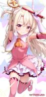 1girl absurdres armpits aviary bad_id bad_pixiv_id blonde_hair blush closed_mouth dress elbow_gloves fatekaleid_liner_prisma_illya fate_(series) fate_kaleid_liner_prisma_illya feather_hair_ornament feathers general gloves hair_between_eyes hair_ornament highres holding holding_staff illyasviel_von_einzbern long_hair looking_at_viewer magical_girl orange_eyes pink_dress pink_thighhighs revision sidelocks smile solo staff thighhighs two_side_up white_gloves // 1600x3333 // 5.0MB