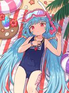 1 1girl 2025 2d_art 93857864_user_kzpj8227 aa72_(guardian_tales) android ass_visible_through_thighs ball beach beachball blue_hair blue_one-piece_swimsuit blush cameltoe closed_mouth commission covered_navel diving_mask diving_mask_on_head doughnut_innertube facial_mark female female_focus flat_chest gluteal_fold goggles goggles_on_head guardian_tales hair_bobbles hair_ornament highres legs little_android_aa72 loli long_hair looking_at_viewer low_twintails lying on_back one-piece_swimsuit onyhakase pink_eyes pixiv pixiv_131174150 pixiv_93857864 pixiv_commission red_eyes school_swimsuit sensitive snorkel solo starfish swimsuit thighs tied_hair twintails user_kzpj8227 whistle whistle_around_neck オニー博士@fanbox🔞 リクエスト // 1500x2000 // 2.6MB