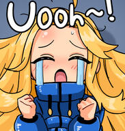 1girl blonde_hair blue_coat closed_eyes coat crying diana_(pragmata) meme pragmata uohhhhhhhhh!_(meme) // 600x630 // 178.2KB