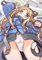 1gilr blonde_hair blue_coat blue_eyes cameltoe cat_ears diana_(pragmata) loli pragmata tomagiri upskirt white_panties // 724x1023 // 995.4KB
