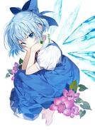 1_female barefoot blue_dress blue_hair bow cirno clover dress fairy_wings female flower flower_ring four-leaf_clover hair_bow ice ice_wings jewelry mature puffy_short_sleeves puffy_sleeves ring safe short_hair short_sleeves simple_background sukja touhou white_background wings ⑨ かわいい 青 黑子 // 700x1000 // 559.2KB