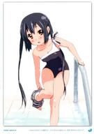 1_female 2011 absurd_resolution absurdres barefoot black_hair brown_eyes errant female high_resolution k-on! long_hair mature nakano_azusa safe scan singerly solo swimsuit tied_hair twintails undressing // 2110x3000 // 3.0MB
