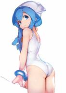 1_female arm_support ataruman bracelet closed_mouth expressionless female from_side hat headwear highres ika_musume in_profile mature one-piece_swimsuit shinryaku!_ika_musume shinryaku!_ikamusume simple_background swimsuit white_background white_headwear white_swimsuit // 1280x1800 // 131.0KB
