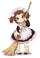 1_female 3 apron blush blush_stickers broom brown_eyes brown_hair child dress fangs fangs_out female footwear frills full_body hair_ornament hairpin headdress loli lolibooru.moe looking_at_viewer loose_socks maid maid_apron maid_headdress mary_janes matching_haireyes mokarooru name_tag original oversized_object pom_pom_(clothes) safe shoes short_hair simple_background smile socks solo two_side_up uwabaki white_background yellow_legwear young // 648x932 // 325.3KB