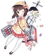 1_female ;d animal_ears animal_tail art azur_lane bangs bell black_footwear blunt_bangs blush bow bowtie brown_hair bucket_hat candy cat_ears cat_tail cherry_blossoms ears eyebrows eyebrows_visible_through_hair fangs female flower food footwear full_body green_eyes hat jingle_bell legs_apart lollipop long_sleeves mary_janes miniskirt mutsuki mutsuki_(azur_lane) no_nose official_art one_eye_closed open_mouth outstretched_arm pantyhose paw_print pink_bow pink_neckwear pleated_skirt red_skirt remodel_(azur_lane) safe school_hat shoes short_hair simple_background skirt smile solo star tachi-e tail tail_bow tongue torpedo torpedo_tubes transparent_background tsukimi_(xiaohuasan) turret white_legwear yellow_hat // 819x1024 // 974.6KB