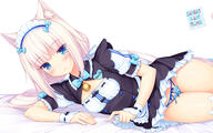 10s 1610_aspect_ratio 1_female animal_ears apron art artist_name bangs bed_sheet bell blue_eyes blue_panties blue_underwear blunt_bangs blush bow bow_panties bowtie breasts cat_ears character_name cleavage_cutout ears fanbox_reward female female_only frilled_apron frills gelbooru hair_ornament hair_ribbon heart high_resolution jingle_bell lingerie long_hair looking_at_viewer low_twintails lying maid maid_headdress male name_tag nekomimi nekopara official_art on_side paid_reward panties puffy_short_sleeves puffy_sleeves questionable ribbon ribbon-trimmed_clothes ribbon_trim sankaku_channel sayori short_sleeves simple_background slit_pupils small_breasts smile solo solo_female thighs tied_hair twintails underwear vanilla_(neko_para) vanilla_(sayori) waist_apron wallpaper white_background white_hair wrist_cuffs // 1920x1200 // 1.1MB