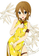 1_female \|| alternate_costume alternate_hairstyle alternative_hairstyle armband armlet bare_shoulders blush brown_eyes brown_hair cheongsam china_dress chinese_clothes cute dress embarrassed female hair_down horiguchi_yukiko_(style) jacket jewelry k-on! leaf leaves looking_at_viewer mature official_style open_mouth pixiv_101500 ragho_no_erika round_teeth short_hair smile solo tainaka_ritsu teeth thigh_strap thighs traditional_clothes // 800x1131 // 629.3KB