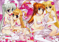 10s 4_females absurd_resolution absurdres alternate_hairstyle art ass bare_shoulders blonde_hair blue_eyes blush bow bow_panties bra breasts cleavage covering covering_breasts detached_collar einhart_stratos elbow_gloves fate_testarossa feet female finger_to_mouth flower food fruit fujima_takuya gloves grey_hair hair_flower hair_ornament hair_tie hand_holding heterochromia high_resolution highres huge_filesize jewelry large_breasts looking_at_viewer lyrical_nanoha mahou_shoujo_lyrical_nanoha mahou_shoujo_lyrical_nanoha_vivid mature multiple_females necklace no_shoes official_art orange_hair panties parted_lips ponytail red_eyes scan side-tie_panties sitting small_breasts smile strawberry takamachi_nanoha thigh-highs thigh_strap tied_hair underwear underwear_only vivio wariza white_bra white_gloves white_legwear white_panties yokozuwari yuri // 9901x7002 // 12.2MB