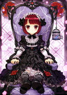 1_female absurd_resolution absurdres black_dress black_footwear black_legwear black_neckwear black_ribbon black_shoes blue_feathers dress eyebrows eyebrows_visible_through_hair feathers female frilled_dress frills fujima_takuya gothic_lolita headdress high_resolution lingerie lolita_fashion looking_at_viewer male neck_ribbon original petticoat red_eyes red_flower red_hair ribbon safe scan shoes short_hair sitting solo tagme underwear very_high_resolution vividgarden yande.re zx // 2874x4098 // 1.7MB