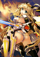 1_female absurd_resolution absurdres armor armored_boots art ass bikini bikini_armor black_legwear blonde_hair blue_eyes boots breasts cloud eyebrows eyebrows_visible_through_hair female footwear fujima_takuya gloves green_eyes high_resolution holding holding_object holding_sword holding_weapon lens_flare long_hair looking_at_viewer looking_back mecha_musume medium_breasts official_art questionable red_gloves rigel rigel_(zx) safe scan sideboob sky solo swimsuit sword tagme thigh-highs very_high_resolution very_long_hair vividgarden weapon white_leotard yande.re zx zx_-_zillions_of_enemy_x zx_zillions_of_enemy_x ソードスナイパーリゲル // 2875x4100 // 1.5MB