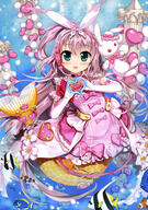 10s 1_female absurd_resolution absurdres bow cardfight!!_vanguard cardfight_vanguard choker dress elbow_gloves eyebrows eyebrows_visible_through_hair female fish fujima_takuya gloves green_eyes hat headphones heart heart_hands high_resolution long_hair looking_at_viewer mermaid microphone monster_girl mythical open_mouth pink_bow pink_hair safe scan simple_background solo stuffed_animal stuffed_bunny sun_hat tagme tail transparent very_high_resolution vividgarden white_background // 2868x4088 // 2.0MB