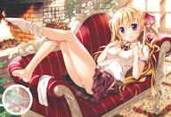 1_female asymmetrical_legwear barefoot blonde_hair blush bow bowtie breasts carpet character_request cleavage closed_mouth couch day dengeki_moeoh dengeki_moeou digital_version feet female fireplace frilled_bow frills fujima_takuya hair_bow hair_ornament hair_tie high_resolution highres indoors knee_highs large_filesize light_rays long_hair looking_at_viewer loose_thighhigh lying medium_breasts navel no_shoes on_couch open_clothes open_shirt panties pink_bow plaid plaid_skirt plant purple_hair questionable raised_leg safe scan school_uniform shirt short_sleeves single_kneehigh single_sock single_thighhigh skirt smile socks soles solo star star_hair_ornament string_panties sunbeam sunlight tagme thigh-highs tied_hair toes twintails unbuttoned unbuttoned_shirt underwear uniform white_legwear white_panties white_shirt white_underwear yande.re // 2808x1920 // 5.4MB