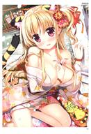 absurdres animal_ears asymmetrical_hair breast_grab breasts fujima_takuya hair_tie highres large_filesize mature non-web_source ponytail scan tail tied_hair toranoana very_high_resolution yande.re // 2080x3040 // 6.2MB