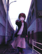 1_female 90s abe_yoshitoshi art asymmetrical_hair brown_hair bus coat danbooru female gelbooru ground_vehicle hair_ornament hairclip iwakura_lain motor_vehicle official_art outstretched_arm outstretched_hand reaching safe serial_experiments_lain short_hair solo vehicle yoshitoshi_abe // 651x844 // 168.1KB