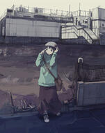 1_female 90s bad_id bad_pixiv_id bag brown_eyes brown_hair building casual e9l female hair_ornament hairclip hairpin hand_on_own_head hanno hat high_resolution highres iwakura_lain long_skirt messenger_bag oversized_clothes safe scenery serial_experiments_lain shoes short_hair shoulder_bag skirt sneakers solo stairs sweater tagme tasche // 1088x1382 // 289.6KB