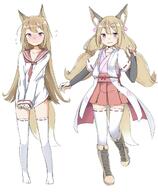 1_female 3 animal_ear_fluff animal_ears animal_tail armpit_cutout blonde_hair blush boots breasts canine collarbone covering covering_crotch cross-laced_footwear ears embarrassed eyebrows eyebrows_visible_through_hair female floral_print flying_sweatdrops fox fox_ears fox_girl fox_tail full-face_blush full_body gelbooru gloves hakama hakama_skirt high_resolution japanese_clothes kimono lace lace-trimmed_sleeves lace-trimmed_thighhighs lace-up_boots long_hair long_sleeves looking_at_viewer low_twintails mammal multiple_views no_pants no_shoes original petals purple_eyes ribbon-trimmed_legwear ribbon-trimmed_sleeves ribbon_trim safe sash school_uniform sekira_ame shirt_tug shoes short_kimono short_sleeves simple_background skirt sleeves_past_wrists small_breasts smile standing tail thigh-highs tied_hair twintails uniform white_background white_legwear zettai_ryouiki // 1024x1242 // 146.1KB