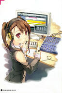 1_female absurd_resolution brown_hair computer computer_mouse detached_sleeves female headphones high_resolution instrument jacket kantoku keyboard_(instrument) mixing_console monitor music original playing_instrument red_eyes solo sweater synthesizer table tied_hair turtleneck twintails // 850x1271 // 237.8KB