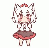 1_female 3 animal_ears animal_tail animated animated_gif arm_up barefoot blush danbooru dancing detached_sleeves ears female hat inubashiri_momiji low_resolution lowres maitora one_eye_closed red_eyes shirt silver_hair skirt solo tail tokin_hat touhou white_hair wink wolf_ears wolf_tail // 350x343 // 433.1KB