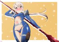 1_female >) absurd_resolution absurdres adapted_costume armor blue_panties blue_underwear blush bodysuit child commentary_request contentious_content cosplay cu_chulainn_(fate)_(cosplay) earrings embarrassed fate fatekaleid fatekaleid_liner_prisma_illya fate_(series) female gae_bolg gelbooru groin high_resolution holster illyasviel_von_einzbern jewelry lancer lancer_(cosplay) loli long_hair looking_at_viewer midriff navel ookami_maito panties polearm ponytail red_eyes shiny shiny_clothes simple_background skin_tight smile solo spear star starry_background thigh_holster tied_hair ultraman19660717 underwear v-shaped_eyebrows very_high_resolution weapon white_hair yellow_background young // 4092x2893 // 3.6MB
