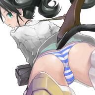 1_female animal_ears aqua_eyes ass black_hair ears female firearm francesca_lucchini gun horizontal-striped_panties karappa loli looking_back panties safe solo strike_witches striker_unit striped_panties striped_pattern tagme tail trefoil underwear weapon world_witches_series young // 840x840 // 573.9KB