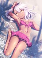 10s 1_female armpits arms_up asymmetrical_hair barefoot beach bikini bikini_skirt blush breasts child chloe_von_einzbern commentary_request dark-skinned_female eyebrows_visible_through_hair fate fatekaleid fatekaleid_liner_prisma_illya feet female female_only frills gorilla_bot hair_between_eyes haribote_(tarao) kuro_von_einzbern legs lolibooru lolibooru.moe long_hair looking_at_viewer lying_down mature navel ocean open_mouth pink_bikini pixiv_3145937 ponytail q revision side_ponytail small_breasts stomach_tattoo summer swimsuit tarao tattoo tied_hair tongue viewed_from_above wet white_hair yellow_eyes young コ゛りぼて プリズマ☆イリヤ10000users入り // 759x1043 // 1.1MB