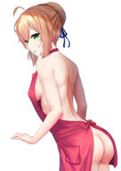 1_female absurd_resolution absurdres ahoge apron artoria_pendragon_(all) ass back bad_revision bangs bare_arms bare_shoulders blonde_hair blue_ribbon bow braid breasts butt_crack commentary_request cowboy_shot downscaled_revision dylannn fate fatestay_night female french_braid from_side green_eyes hair_between_eyes hair_bun hair_ribbon half-closed_eyes halterneck has_bad_revision has_downscaled_revision high_resolution highres hips jewelry looking_at_viewer looking_to_the_side md5_mismatch medium_breasts naked_apron o pocket red_apron red_bow_ornament ribbon ring saber safe shade shiny shiny_hair short_hair shoulder_blades sideboob sidelocks solo standing wedding_band // 3507x4960 // 1.2MB