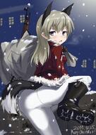1_female animal_ears bad_id bad_pixiv_id bag belt blue_eyes boots bullet bullet_hole christmas dakku_(ogitsune) dated ears eila_ilmatar_juutilainen female firearm footwear fox_ears from_behind grey_hair long_hair looking_back merry_christmas open_mouth over_shoulder pantyhose rifle safe snow solo strike_witches tail weapon white_legwear world_witches_series // 707x1000 // 240.5KB