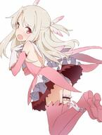 1_female ass bare_back blush boots coupon_(skyth) elbow_gloves embarrassed fate fatekaleid_liner_prisma_illya feathers female footwear from_behind gloves hair_feathers illyasviel_von_einzbern long_hair magical_girl mature open_mouth prisma_illya red_eyes silver_hair simple_background solo thigh-highs thigh_strap white_background // 812x1075 // 89.7KB