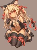 1 1_female animal_ears animal_tail ass barefoot black_gloves black_legwear black_leotard blonde_hair cat_ears cat_tail commentary dangerous_beast_(illya) ears elbow_gloves explicit fate fategrand_order fatekaleid fatekaleid_liner_prisma_illya female full_body fur fur_trim gloves grey_background high_resolution highres illyasviel_von_einzbern kneeling leotard long_hair looking_at_viewer mature navel nsfw osabachan paw_gloves paws pixiv red_eyes red_ribbon revealing_clothes ribbon safe simple_background soles solo tail thigh-highs // 895x1200 // 1005.6KB