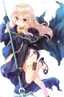 1_female baram bare_legs black_choker black_footwear braid cape caster caster_(cosplay) choker collarbone commentary_request cosplay fate fatekaleid fatekaleid_liner_prisma_illya female holding holding_object holding_weapon holster illyasviel_von_einzbern legs long_hair long_sleeves looking_at_viewer one_leg_raised pelvic_curtain pixiv_217306 pixiv_66710255 polearm raised_leg red_eyes safe sidelocks smile solo thigh_holster tied_hair torn_cape torn_clothes weapon ばらむ キャスターイリヤ // 780x1175 // 1.1MB