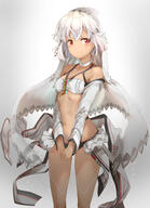 1_female 20180412 absurdres altera_(fate) bangs bikini black_bikini_bottom breasts choker cleavage clipstudiopaint collarbone dark_skin detached_sleeves eyebrows_visible_through_hair fate fatego100users入り fategrand_order female grey_background hair_between_eyes high_resolution highres looking_at_viewer pixiv_68190892 red_eyes safe short_hair silver_hair small_breasts smile solo standing sunhyun swimsuit white_bikini_top アルテラ 알테라 // 3138x4344 // 4.5MB