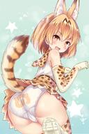 1_female animal_ears animal_print animal_tail ass back-print_panties bare_shoulders bent_over blonde_hair blush breasts camel_toe cat_ears cat_tail commentary_request danbooru ears elbow_gloves extra_ears fangs female footwear from_behind gelbooru gloves japari_symbol kemono_friends looking_at_viewer looking_back mature milkshakework open_mouth panties pantyshot pixiv_61674354 print_legwear print_panties questionable revision safe serval serval_(kemono_friends) serval_ears serval_print serval_tail shimokirin shirt shoes short_hair skirt sleeveless_outfit small_breasts smile solo tail tail_lift thigh-highs trefoil underwear white_panties yellow_eyes おしり けものフレンズ ぱんつフレンズ サーバル サーバルちゃん ジャパリパンツ バックプリント ミルクセーキ@3日目東i21b ミルクセーキ@月曜日西め39b // 765x1146 // 736.7KB