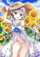 1_female archway_of_venus arm_up bangs blue_neckwear blue_sky blurry blurry_background bow collarbone contentious_content danbooru day depth_of_field dress eyebrows_visible_through_hair female female_only flower_field frilled_panties fujima_takuya hair_between_eyes hat hat_bow head_tilt headwear loli mocochin neckerchief one_arm_up original outdoors panties partial_commentary pixiv_22526 pixiv_69906181 questionable safe sailor_collar sailor_dress silver_hair sleeveless_outfit smile solo solo_female straw_hat sundress underwear very_long_hair white_bow white_dress white_frills white_panties white_sailor_collar yellow_flower young ひまわり ワンピース 夏色マカロン 白ワンピース 藤真拓哉@4号館ア−03ab 藤真拓哉@お仕事募集中 銀髪ロング 高品質パンツ 魅惑のふともも 麦わら帽子 // 800x1133 // 948.2KB