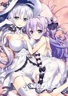 2_females ahoge anchor ass azur_lane bangs bare_arms bare_shoulders black_bow black_ribbon blue_eyes blush bow breast_envy breasts c93 cleavage commentary_request covered_nipples cowtits detached_collar dress elbow_gloves erect_nipples erect_nipples_under_clothes eyebrows_visible_through_hair female fujima_takuya gloves hair_between_eyes hair_bun hair_ornament hair_ribbon hat headwear illustrious_(azur_lane) large_breasts loli lolibooru lolibooru.moe long_hair low_twintails lying mocochin multiple_females nipples on_back one_side_up panties panty_pull parted_lips pixiv_22526 pixiv_66398709 purple_eyes purple_hair questionable ribbon see-through side_bun silver_hair small_breasts smile strapless strapless_dress thigh-highs tied_hair twintails twitter_username underwear unicorn_(azur_lane) very_long_hair white_dress white_gloves white_hat white_headwear white_legwear white_panties white_underwear お兄ちゃん…完凸して 藤真拓哉@4号館ア−03ab 藤真拓哉@お仕事募集中 // 800x1133 // 906.8KB