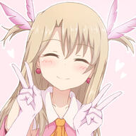 10s 11_aspect_ratio 1_female ^_^ azusa_(sukumizuya) blonde_hair collarbone double_peace_sign double_v earrings eyebrows_visible_through_hair eyes_closed fate fatekaleid fatekaleid_liner_prisma_illya feathers female gloves hair_feathers illyasviel_von_einzbern jewelry lolibooru.moe long_hair magical_girl mature neckerchief pink_background pink_feather pink_shirt pixiv_id_2754473 prisma_illya shirt smile solo two_side_up upper_body v white_gloves yellow_neckerchief yellow_neckwear イリヤ イリヤちゃん プリズマ☆イリヤ100users入り 梓彩 魔法少女 // 1000x1000 // 497.1KB