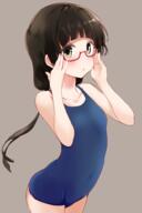 1_female aeoso amayadori_machi bespectacled brown_background brown_hair covered_navel eyewear female glasses kumamiko long_hair looking_at_viewer navel one-piece_swimsuit pixiv_4855833 pixiv_57384459 prachtnelke red-framed_eyewear red-framed_glasses safe school_swimsuit semi-rimless_glasses solo swimsuit tied_hair twintails under-rim_glasses yellow_eyes 巫 春日井_(aeoso) // 667x1000 // 319.3KB