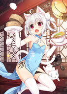 1_female 3 2018 ahoge animal animal_ears animal_tail assisted_exposure bamboo_steamer bangs baozi between_legs black_panties black_underwear blue_dress blush bowl breasts bun_cover cat cat_ears cat_tail china_dress chinese_clothes chopsticks cleavage covered_navel detached_collar domestic_cat double_bun dress dropping dual_wielding ears elbow_gloves eyebrows_visible_through_hair fangs feline felis female food footwear gloves hair_rings hardboiled_egg high_resolution highres hikaru_sakuraba holding holding_tray humanoid_focus indoors lantern looking_at_viewer loveindog mammal mature mouth_hold navel noodles o open_mouth original original_character panties pelvic_curtain pixiv_1423422 pixiv_67095716 plate questionable raised_leg ramen red_eyes safe sakuraba_hikaru_(loveindog) shoes short_hair shrimp shumai_(food) side-tie_panties side_bun sleeveless_dress sleeveless_outfit small_breasts solo standing standing_on_one_leg sugimura_runa tail tail_hold teapot thigh-highs tray underwear untied untied_panties waitress water water_drop white_gloves white_hair white_legwear 新年 桜庭光 看板娘 // 900x1272 // 1.2MB