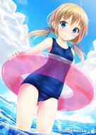 1_female artist_name blonde_hair blue_eyes blue_swimsuit blush camel_toe circle_name cowboy_shot female hair_ornament hair_ribbon innertube kisaragi_miyu lifebuoy looking_at_viewer low_twintails milkberry o old_school_swimsuit one-piece_swimsuit original pixiv_100237 pixiv_54237859 ribbon safe school_swimsuit shiny shiny_clothes solo swimsuit tied_hair twintails visible_seams_on_crotch wading water wet スク水 如月みゆ 旧スク // 680x960 // 232.8KB