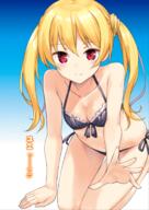10s 1_female alternate_hairstyle arifureta_shokugyou_de_sekai_saikyou arm_support art bare_legs bikini black_bikini black_swimsuit blonde_hair breasts character_name cleavage collarbone eyebrows_visible_through_hair female gradient gradient_background hair_tie high_resolution kneeling legs long_hair mature navel non-web_source official_art outstretched_hand red_eyes safe sankaku_channel side-tie_bikini simple_background small_breasts smile solo swimsuit takayaki tied_hair twintails yue_(arifureta) // 1235x1742 // 1.3MB