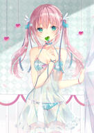 1_female 2d 2d_art anime anime_girls artwork ass_visible_through_thighs bad_id bad_pixiv_id bare_shoulders blue_ribbon breasts candy chemise choker collarbone cowboy_shot curtains digital_media drawn female food garrison_cap garter_straps green_eyes green_panties hair_ornament halterneck heart high_resolution holding lingerie lollipop long_hair looking_at_viewer mature medium_breasts nail_polish navel open_mouth original original_character panties pink_hair point_of_view portrait_display questionable ribbon safe sankaku_channel see-through solo stomach thigh_gap thighhighs thighs tied_hair twintails underwear vertical yu-ori yuori シースルー ベビードール 紅髪 透けへそ // 1000x1414 // 1.0MB