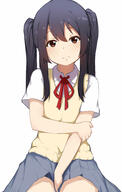 1_female 714316455 absurd_resolution bangs black_hair breasts brown_eyes child closed_mouth female focus_on_female_character general high_resolution k-on! loli long_hair looking_at_viewer miniskirt nakano_azusa pear_sauce safe sankaku_channel school_uniform shirt short_sleeves simple_background sitting skirt small_breasts solo thighs tied_hair twintails uniform very_high_resolution white_background young あずにゃん 无题 梨花-酱 // 3157x4960 // 699.2KB