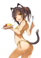 1_female 3 animal_ears animal_tail ass bikini black_hair breasts cat_ears cat_tail cowboy_shot ears explicit female food from_behind hair_ornament hair_tie lolibooru.moe looking_at_viewer mature nekomimi one_eye_closed open_mouth original original_character pixiv_64266088 plate point_of_view ponytail questionable safe sankaku_channel simple_background small_breasts smile solo spoon swimsuit t-back tail thong_bikini tied_hair white_background x_hair_ornament yanagi_yuu yanagiyuu yellow_bikini yellow_eyes yellow_swimsuit にゃーん！！！！ ニャーン ヤナギユウ ヤナギユウ🌱月曜め32a 水着エプロン 猫耳娘 // 700x1000 // 385.5KB
