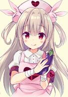 1_female 1girl apron bad_id bad_twitter_id bandage bandaged_arm bandages blush brown_hair eggplant explicit female food hat headwear heart holding holding_food holding_vegetable long_hair looking_at_viewer natori_sana nurse nurse_cap p pink_apron point_of_view q red_eyes safe sana_channel sasorigatame short_sleeves solo tied_hair tongue tongue_out twintails two_side_up vegetable virtual_youtuber // 500x706 // 80.0KB