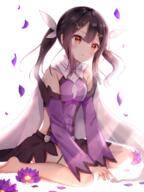 1_female 2d_art bangs bare_shoulders barefoot black_hair blush breasts brown_eyes cape closed_mouth commentary detached_sleeves dress eyebrows_visible_through_hair fate fategrand_order fatekaleid fatekaleid_liner_prisma_illya fate_(series) fate_kaleid_liner_prisma_illya female flower flower_(flowers) fringe girl hair_between_eyes hair_ornament hairclip high_resolution lolibooru.moe long_hair long_sleeves looking_away miyu_edelfelt nasii payot petals purple_dress purple_flower purple_sleeves revision safe sidelocks simple_background single sitting sitting_sideways sleeves_past_wrists small_breasts solo tall_image tied_hair twintails user_xtsy2537 white_background white_cape x_hair_ornament プリズマ☆イリヤ1000users入り 美遊 // 900x1200 // 1.0MB