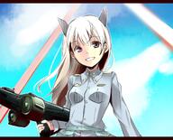 1_female animal_ears bad_id bad_pixiv_id black_eyes breasts ears eila_ilmatar_juutilainen female firearm letterboxed long_hair machine_gun mg42 military military_uniform richard richard_(ri39p) safe silver_hair sketch small_breasts smile solo strike_witches uniform weapon world_witches_series // 1300x1050 // 1.3MB
