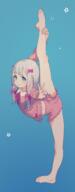 10s 1_female >) absurd_resolution arched_back arm_up bangs bare_legs barefoot blue_background blue_eyes bow closed_mouth commentary eromanga_sensei explicit feet female flexible foreshortening frills from_side full_body gradient gradient_background grey_hair hair_bow high_resolution izumi_sagiri leg_lift legs legwear lolibooru.moe long_hair long_sleeves looking_at_viewer navel neck_ribbon outstretched_arm outstretched_arms pajamas plantar_flexion point_of_view purple_bow raised_leg revision ribbon safe shorts simple_background smile smug soe solo split standing standing_on_one_leg standing_split star star_(symbol) stretch tareme tareme_eyes toes v v-shaped_eyebrows wing_collar // 1006x2560 // 3.7MB
