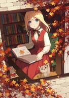 10 1_female animal anime anime_girls autumn autumn_leaves bangs black_ribbon blonde_hair blonde_hair,_blue_eyes blue_eyes blurry blush book books bookshelf breasts brick_wall cats chair cushion depth_of_field dress dutch_angle explicit eyebrows eyebrows_visible_through_hair eyelashes fall falling_leaves female from_outside gelbooru high_resolution holding holding_book holding_object kamon_(shinshin) lace lace_trim leaf leaves letter long_hair long_sleeves looking_at_viewer maple_leaf original original_character parted_lips pillow pixiv_60021083 point_of_view red_dress ribbon safe shin556 shinshin556 shirt signature sitting small_breasts sura_(mana0703) surprised tree_shade white_shirt window ジャンパースカート メイキング リボンタイ 文学少女 秋 秋-メイキング 紅葉 読書の秋 過程 // 930x1314 // 366.4KB