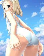 1_female 2d_art ass ass_visible_through_thighs back bangs bare_arms bare_legs bare_shoulders blonde_hair blue_sky blush breasts cloud clouds commentary_request contentious_content cowboy_shot day dd_(ijigendd) female from_behind general grey_eyes hairband high_resolution i-504_(kantai_collection) ijigendd kantai_collection legs loli looking_at_viewer looking_back luigi_torelli_(kantai_collection) one-piece_swimsuit outside pixiv_82406150 point_of_view questionable safe sankaku_channel school_swimsuit short_hair skindentation sky small_breasts solo standing swimsuit tank_suit thighs tied_hair white_hair_ornament white_hairband white_school_swimsuit white_swimsuit white_tank_suit yellow_eyes young ルイージ・トレッリ 伊504 // 1000x1250 // 811.6KB