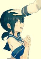 10s 1_female 1girl absurd_resolution absurdres black_hair closed_eyes commentary female fubuki_(kantai_collection) gloves hair_tie hand_on_another's_head hands_together head_pat headpat high_resolution highres in_profile kantai_collection open_mouth out_of_frame patting_head petting ponytail profile ranf safe sailor_uniform sankaku_channel school_uniform schoolgirl_uniform serafuku short_sleeves short_twintails simple_background smile solo_focus tied_hair twintails uniform upper_body 褒められるのは // 2894x4093 // 1.1MB